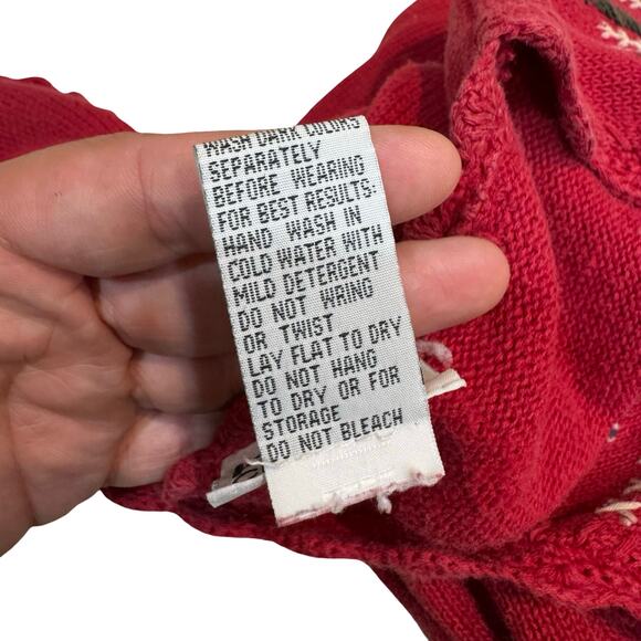 Vtg Koret City Blues Red Patchwork Embroidered Sweater Vest 1X Ramie Cotton - Picture 4 of 8